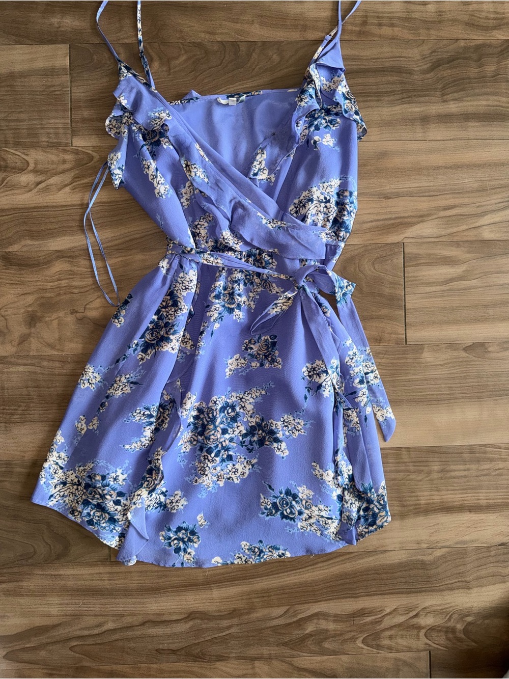 Lavender Floral Wrap Romper with Blue & Cream Bouquet Print